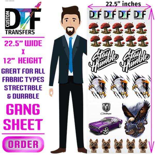 DTF Transfer Sheet 22.5" w x 12" H Thumbnail