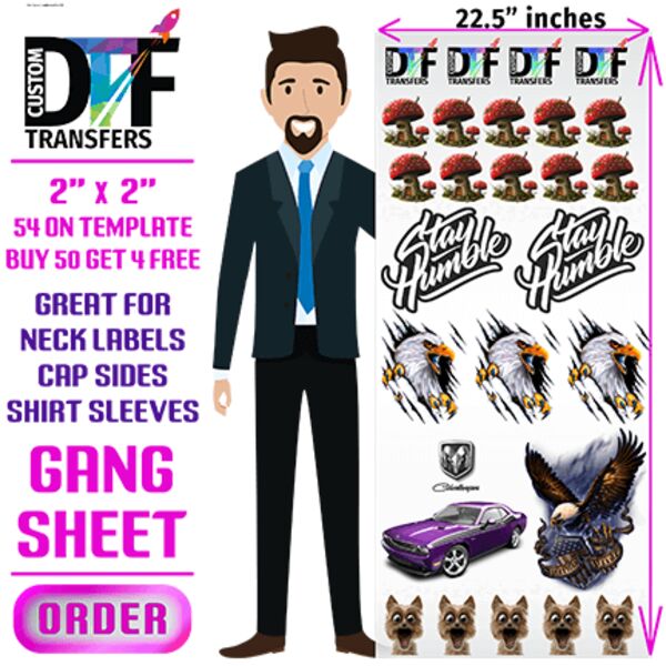 Precut 2 x 2 inch DTF Transfer Neck Labels  Thumbnail