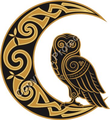 Celtic Moon and Owl - Celtic Fantasy T-Shirt Design